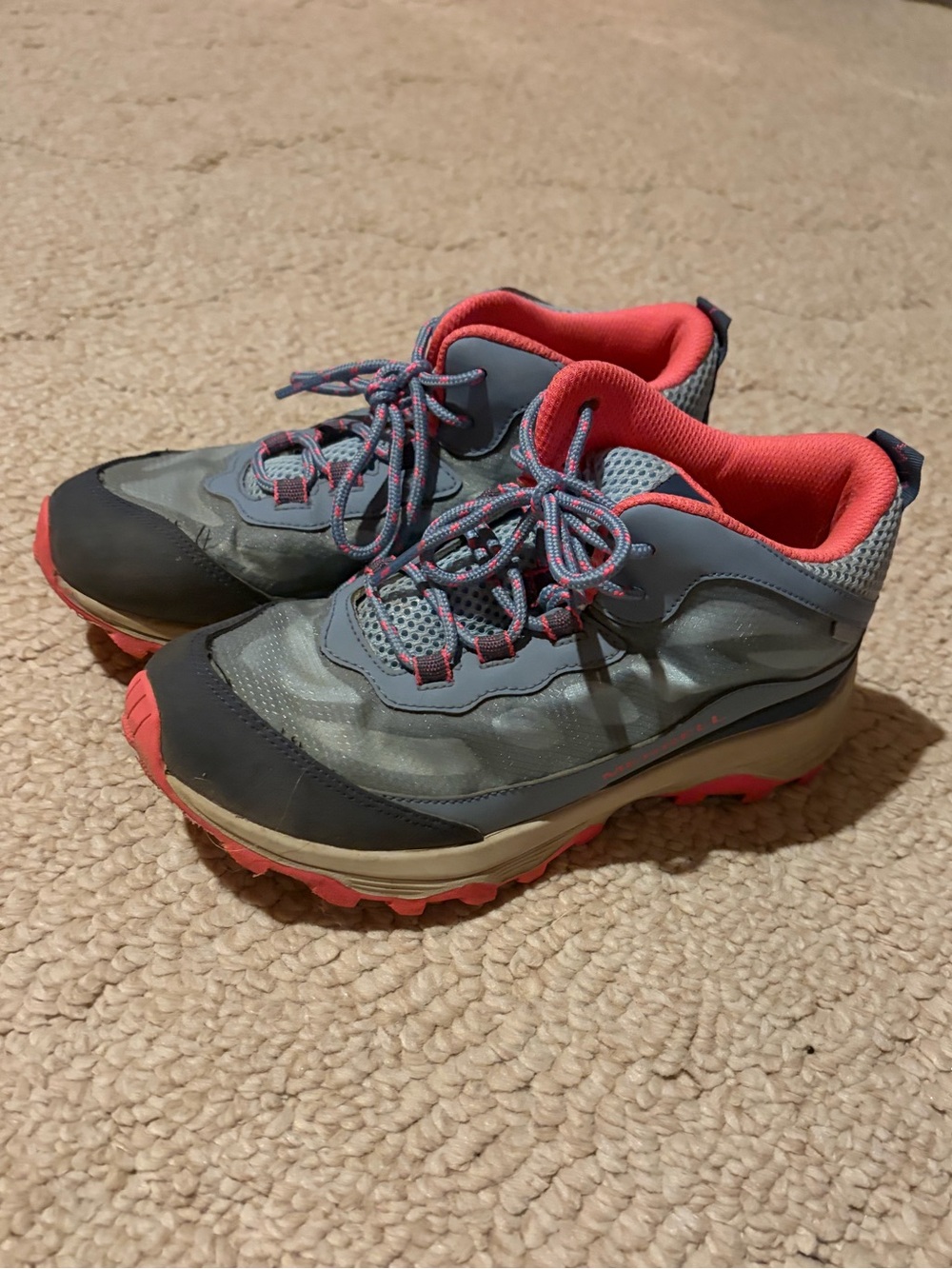 Kids Gray and Coral Trail Sneakers